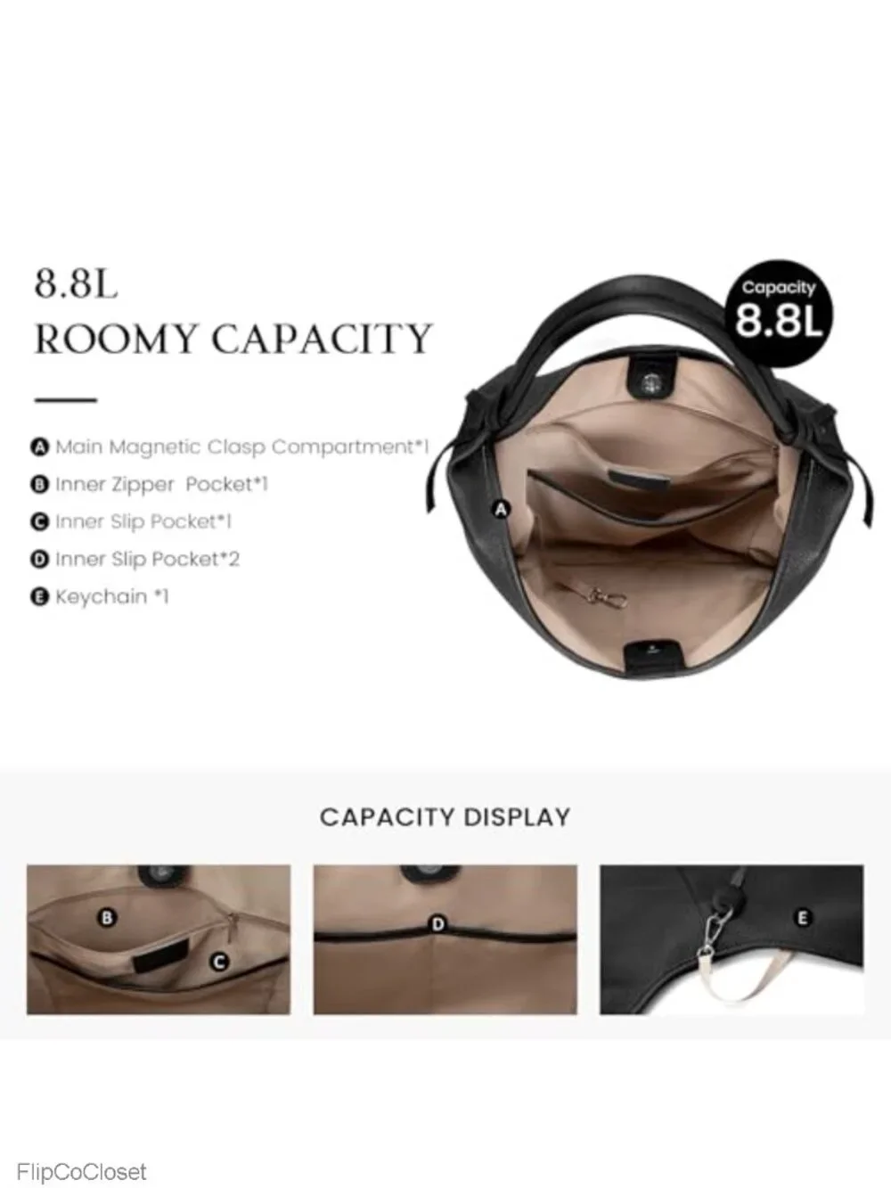 Genuine Leather Slouchy Hobo Bag Tassel Magnetic Closure Lightweight